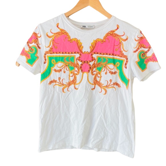Zara Short Sleeve T-Shirt Size Small White, Pink, Green, Gold, Red, Orange - Picture 1 of 5